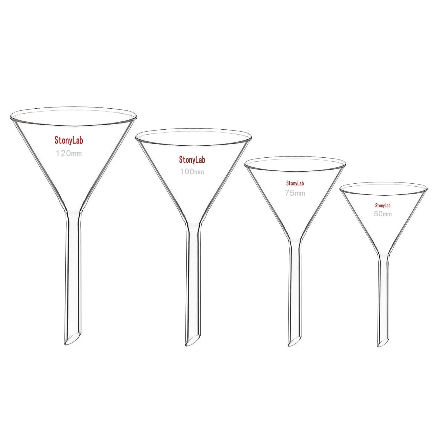 StonyLab Glass Funnel Set for professional laboratory applications