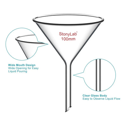 Glass Funnel Set, 4pcs Mixed Sizes Pack Funnels-Filter Funnels