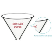 Side view and dimensional layout of the durable StonyLab Glass Funnel