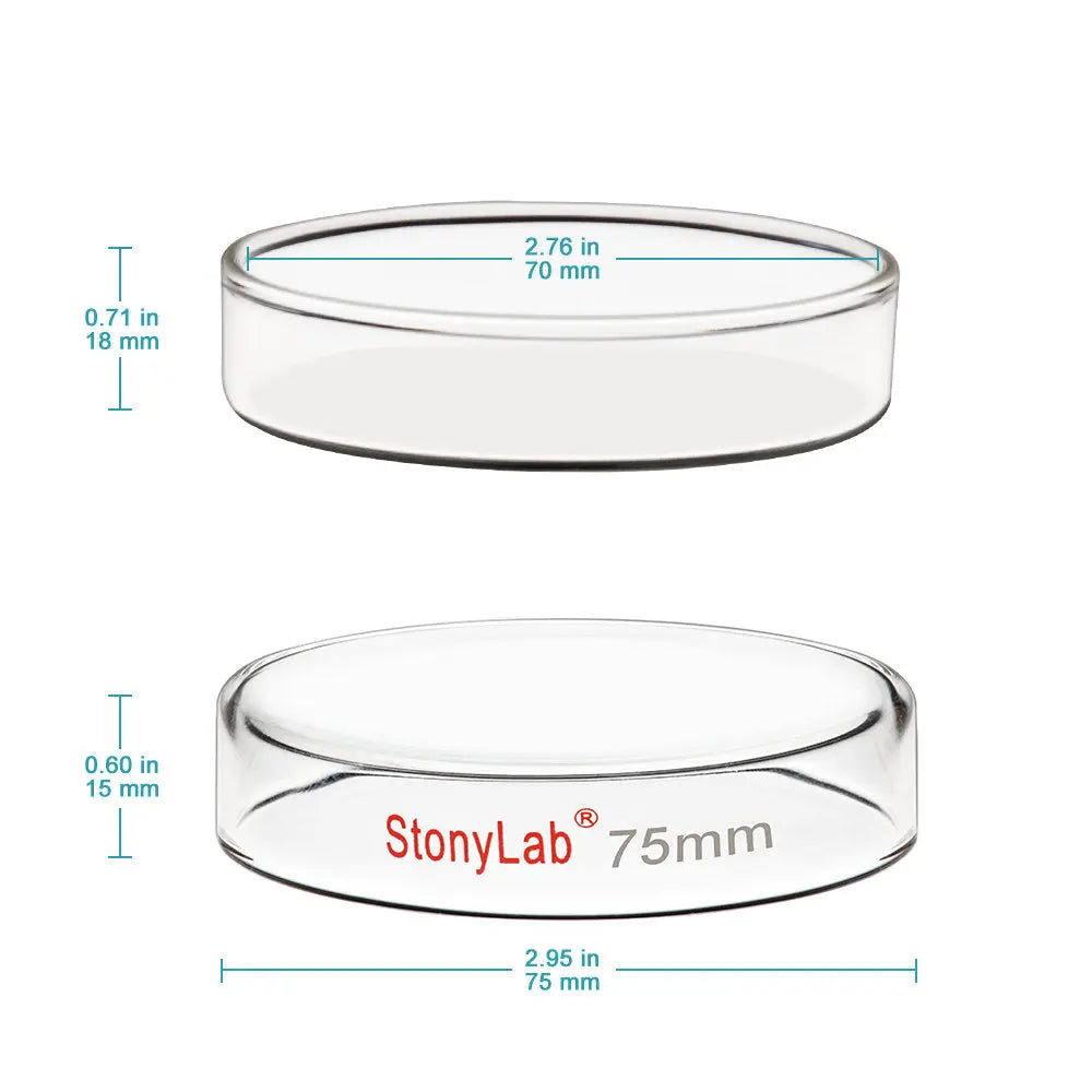 Glass Petri Dishes with Clear Lid, 10 Pack - StonyLab Petri Dishes 