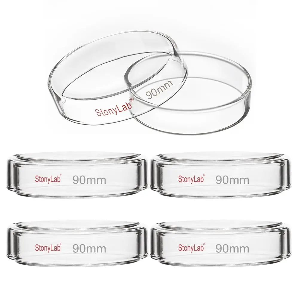 Comprehensive product view and setup components for StonyLab Glass Petri Dishes with Clear Lid