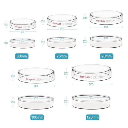 Glass Petri Dishes with Clear Lid, 60 - 120 mm Dish-Petri