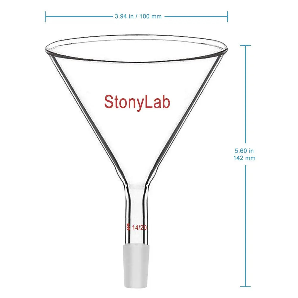 Glass Short Stem Powder Funnel with 100 mm Top Outer Dimension - StonyLab Funnels - Glass/Powder/Weighing/Equalizing 