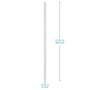 Side view and dimensional layout of the durable StonyLab Glass Stirring Rods (8-Pack)