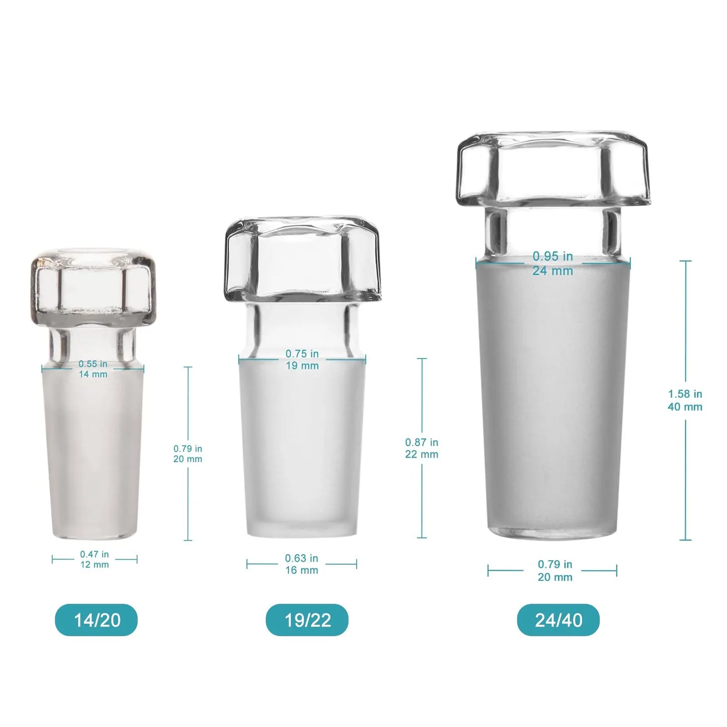 Glass Stoppers, Hex-Head, Hollow Stoppers-Glass