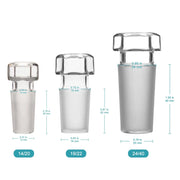 Close-up view showing the precise design and material of StonyLab Glass Stoppers
