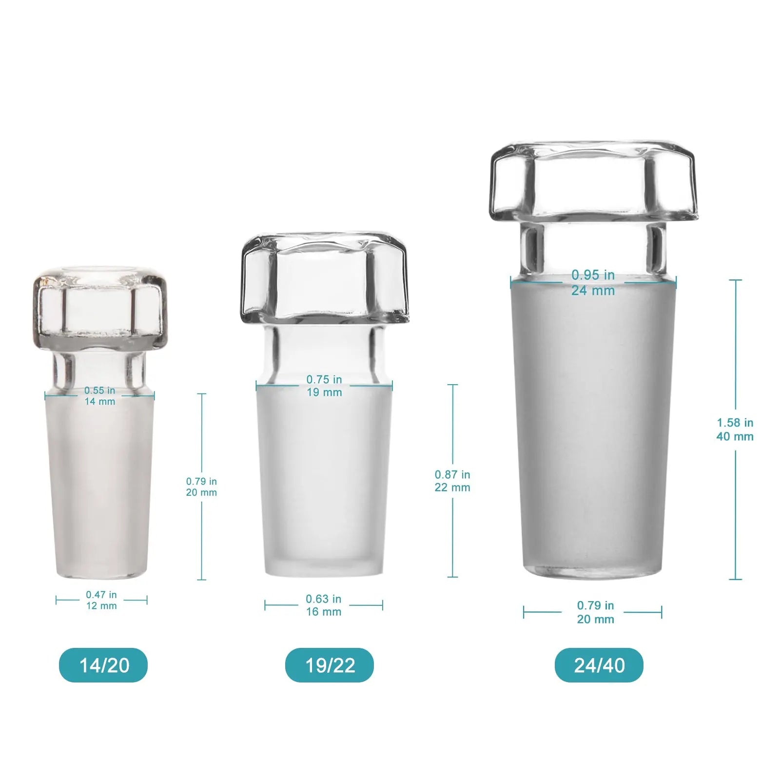 Close-up view showing the precise design and material of StonyLab Glass Stoppers
