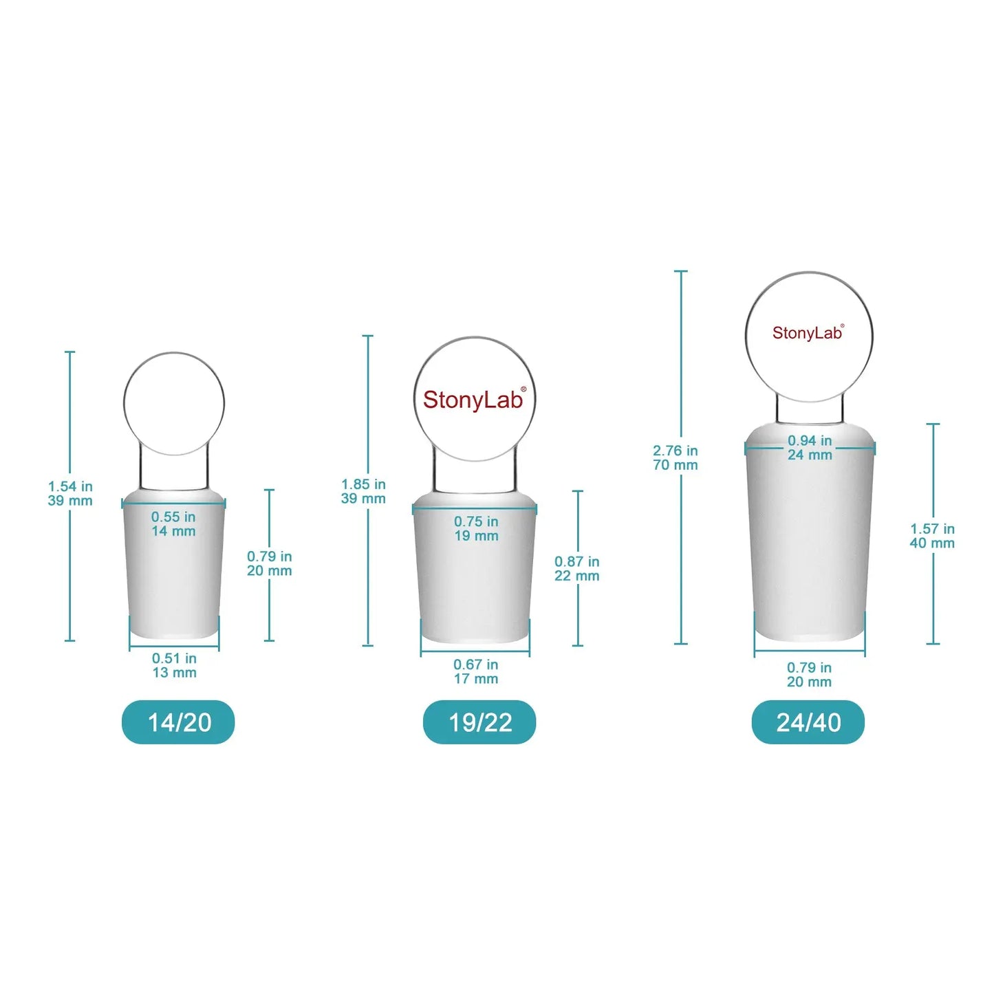 Glass Stoppers, Penny-Head, Solid Stoppers-Glass