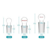 Close-up view showing the precise design and material of StonyLab Glass Stoppers