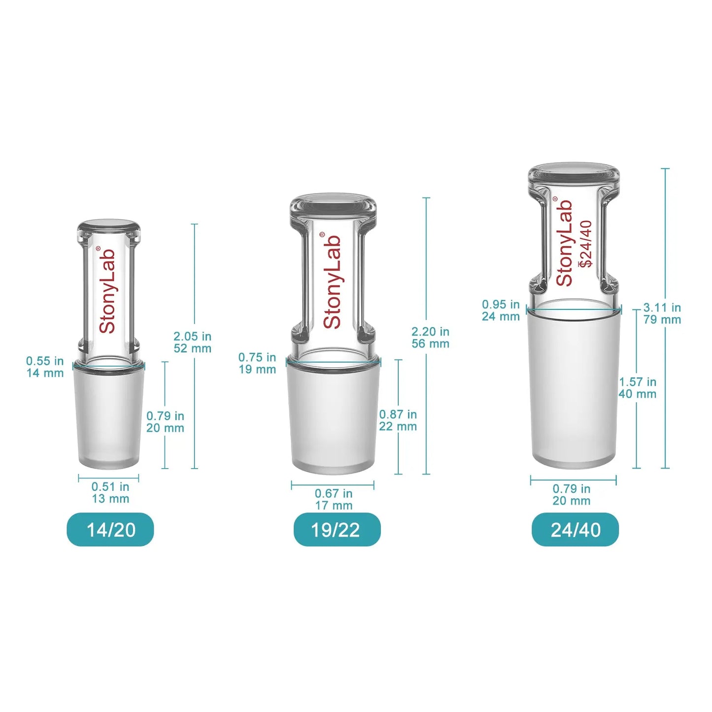 Glass Stoppers, Straight, Hollow Stoppers-Glass