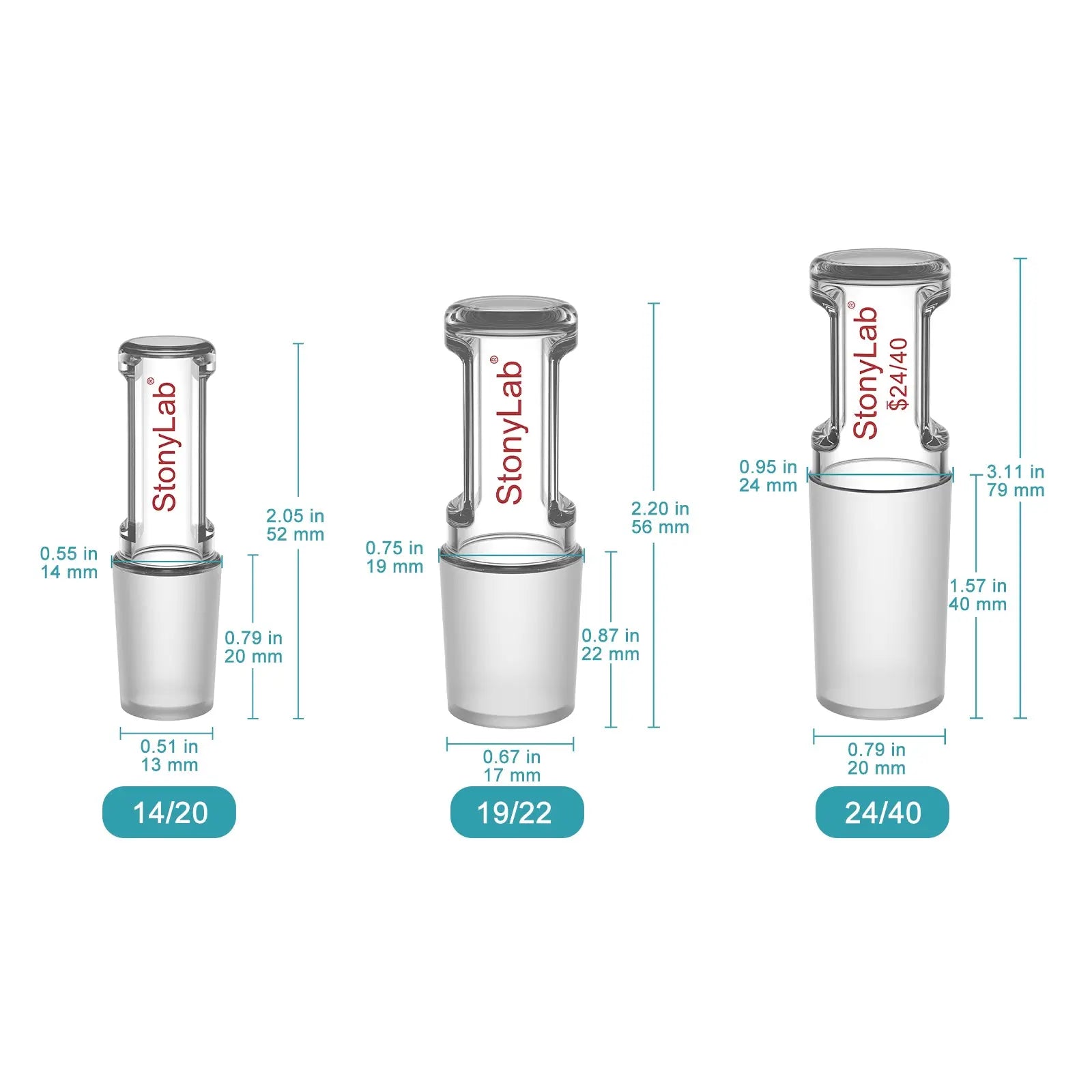 Glass Stoppers, Straight, Hollow Stoppers-Glass