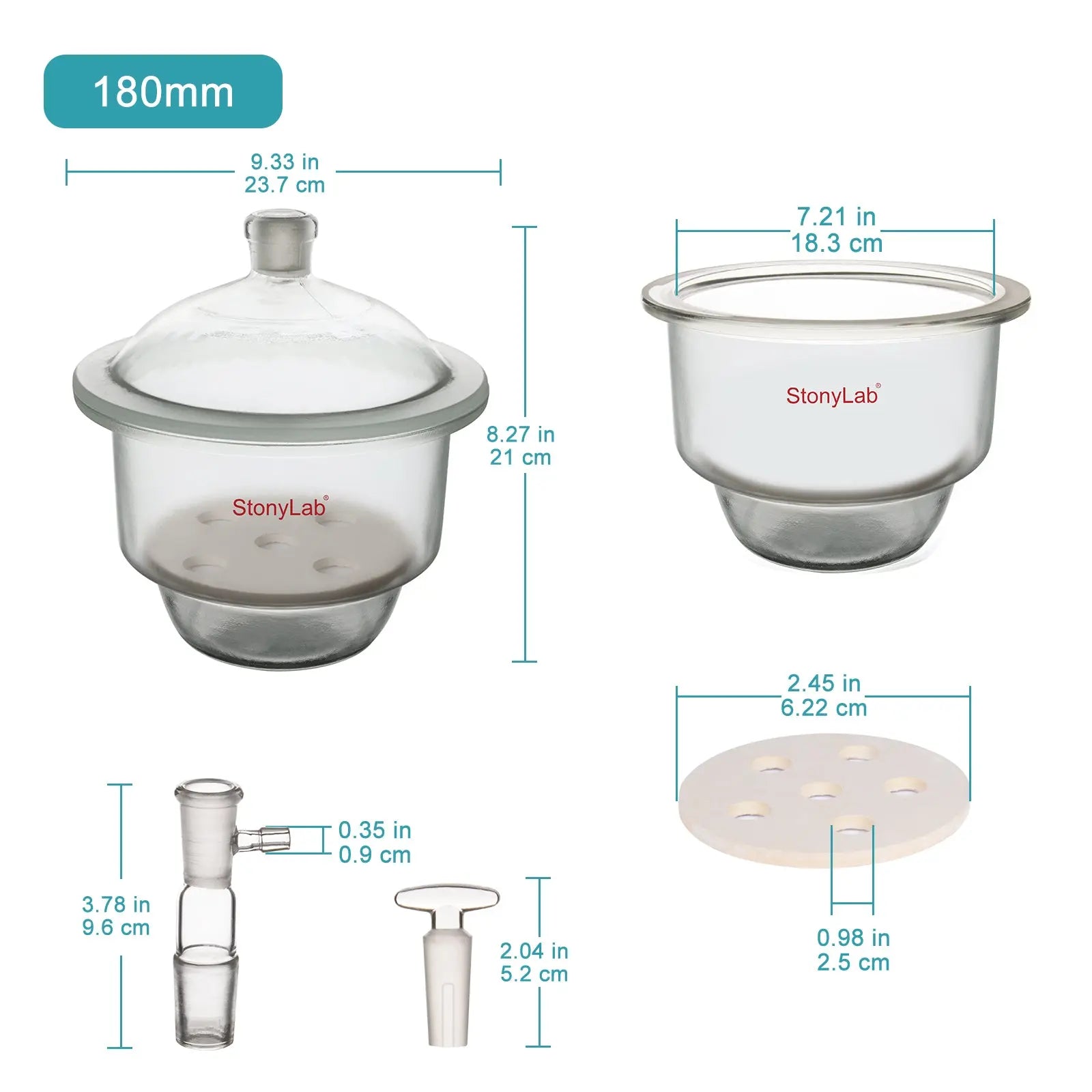 StonyLab Glass Vacuum Desiccator heavy duty chemical processing configuration
