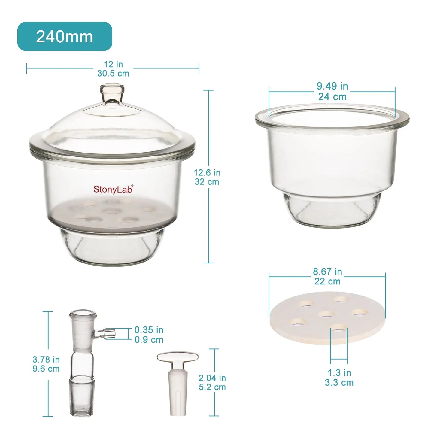 Glass Vacuum Desiccator with Glass Vacuum Valve Desiccators-Vacuum