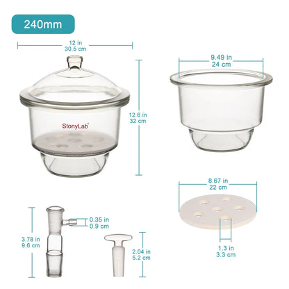 Glass Vacuum Desiccator with Glass Vacuum Valve Desiccators-Vacuum