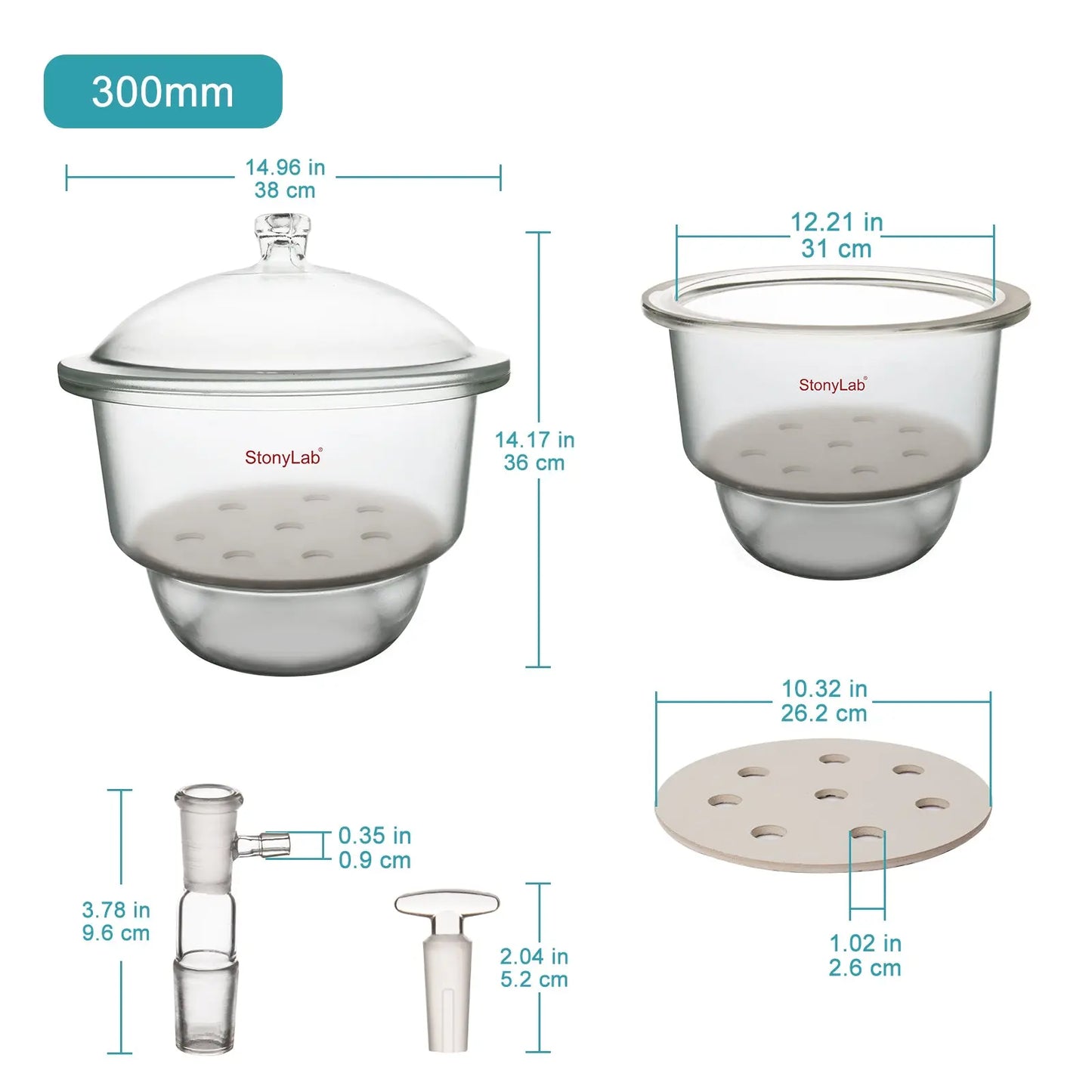 Glass Vacuum Desiccator with Glass Vacuum Valve Desiccators-Vacuum