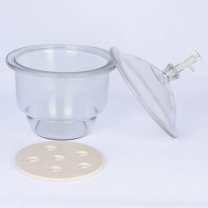 Glass Vacuum Desiccator, PTFE Vacuum Valve, Porcelain Plate Desiccators