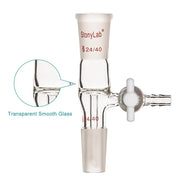 StonyLab Glass Vacuum Flow Control Adapter with Side PTFE Stopcock heavy duty chemical processing configuration