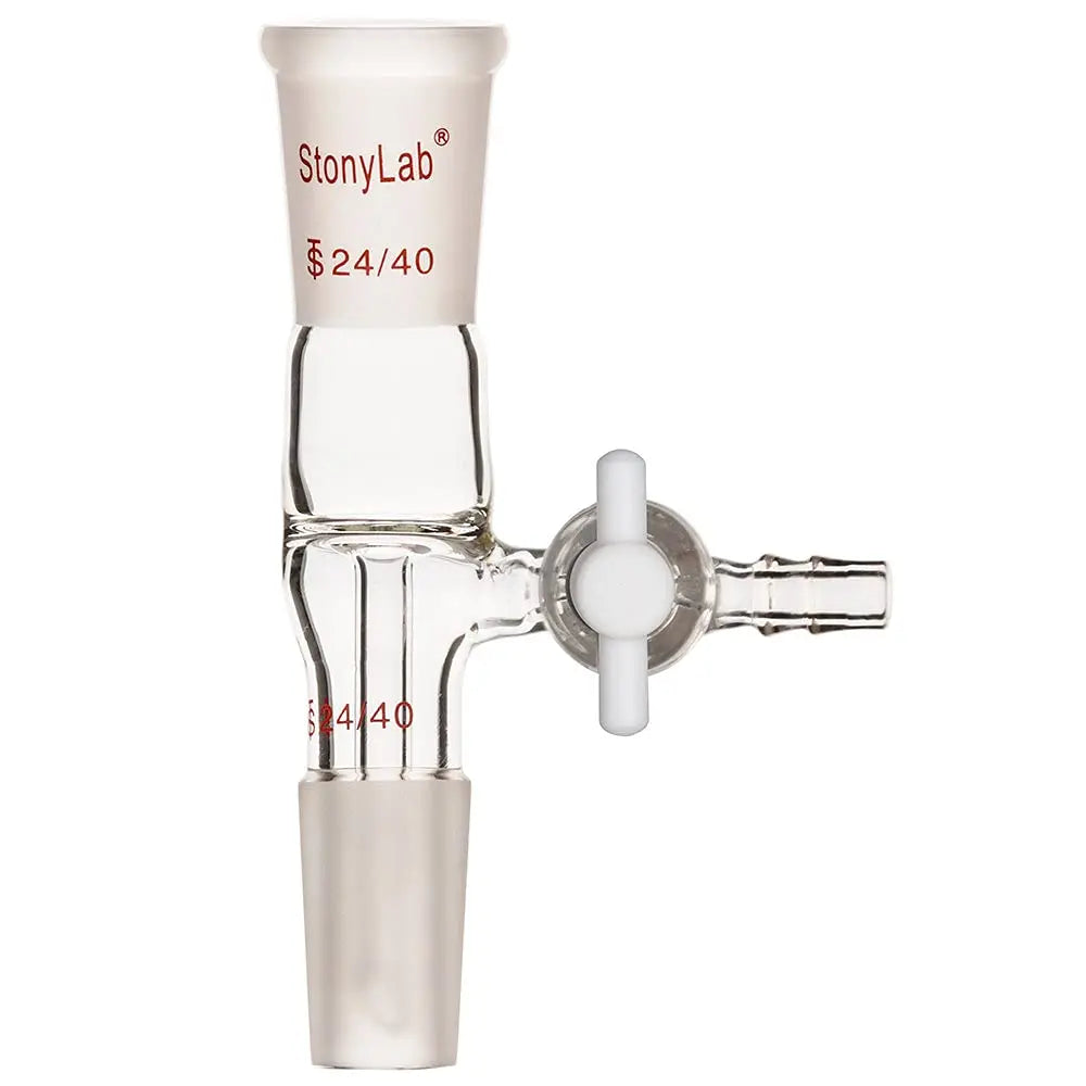 StonyLab Glass Vacuum Flow Control Adapter with Side PTFE Stopcock for professional laboratory applications