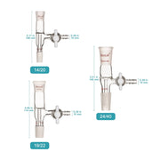 Close-up view showing the precise design and material of StonyLab Glass Vacuum Flow Control Adapter with Side PTFE Stopcock