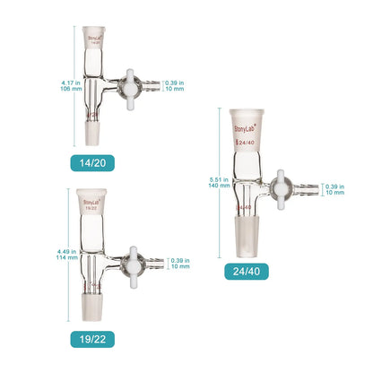 Glass Vacuum Flow Control Adapter with Side PTFE Stopcock Adapters-Flow Control