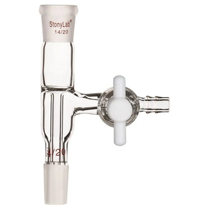 Glass Vacuum Flow Control Adapter with Side PTFE Stopcock Adapters-Flow Control 14/20