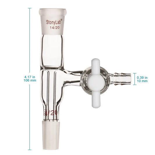 Glass Vacuum Flow Control Adapter with Side PTFE Stopcock - StonyLab Adapters - Flow Control / Vacuum 