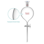 Side view and dimensional layout of the durable StonyLab Globe Shaped Separatory Funnel with 24