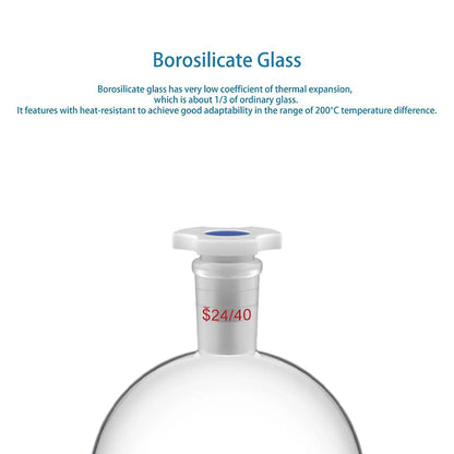 Globe Shaped Separatory Funnel with 24/40 Joint, Plastic Stopper and PTFE stopcock, 250-1000 ml Funnels-Separatory