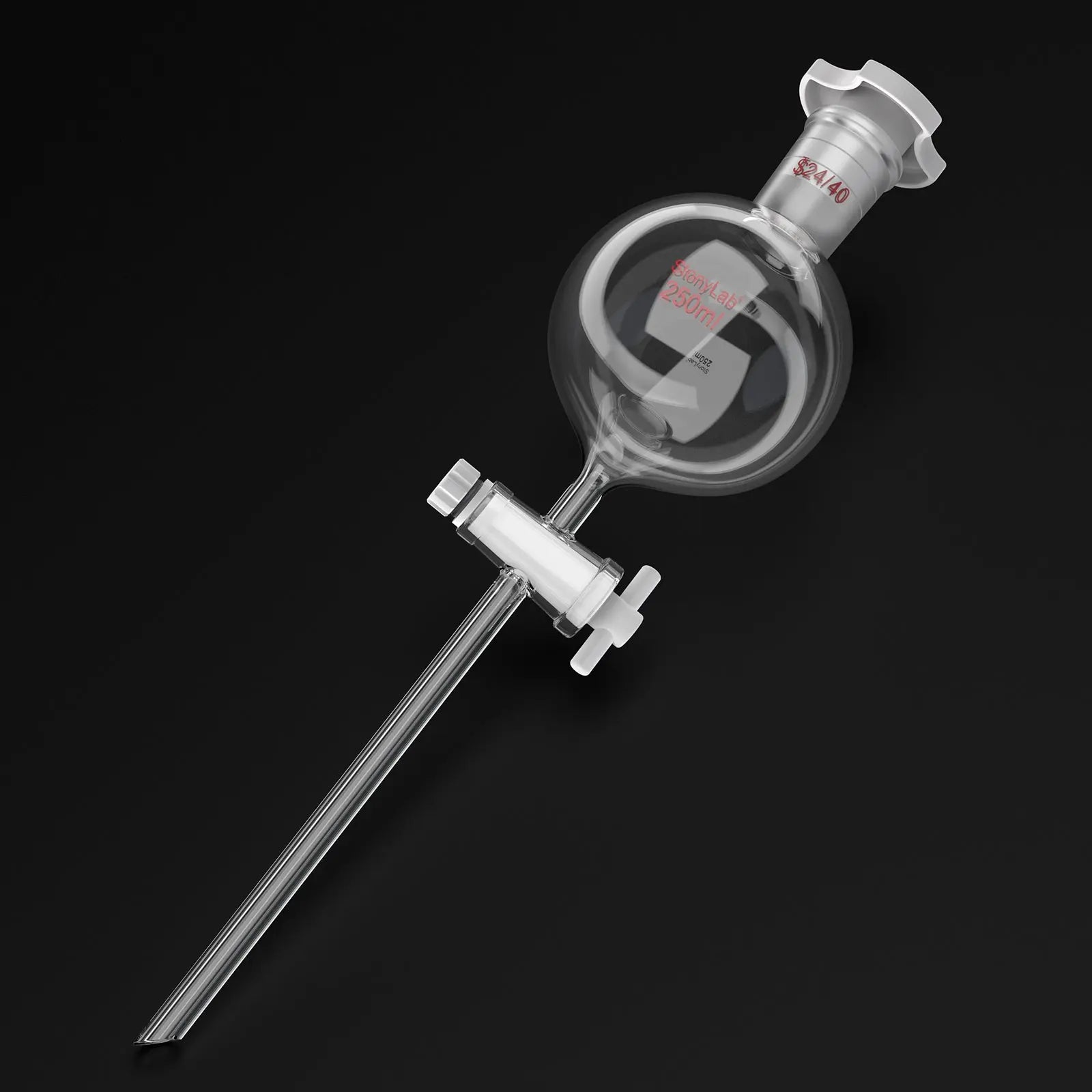 Detailed structural assembly component for StonyLab Globe Shaped Separatory Funnel with 24