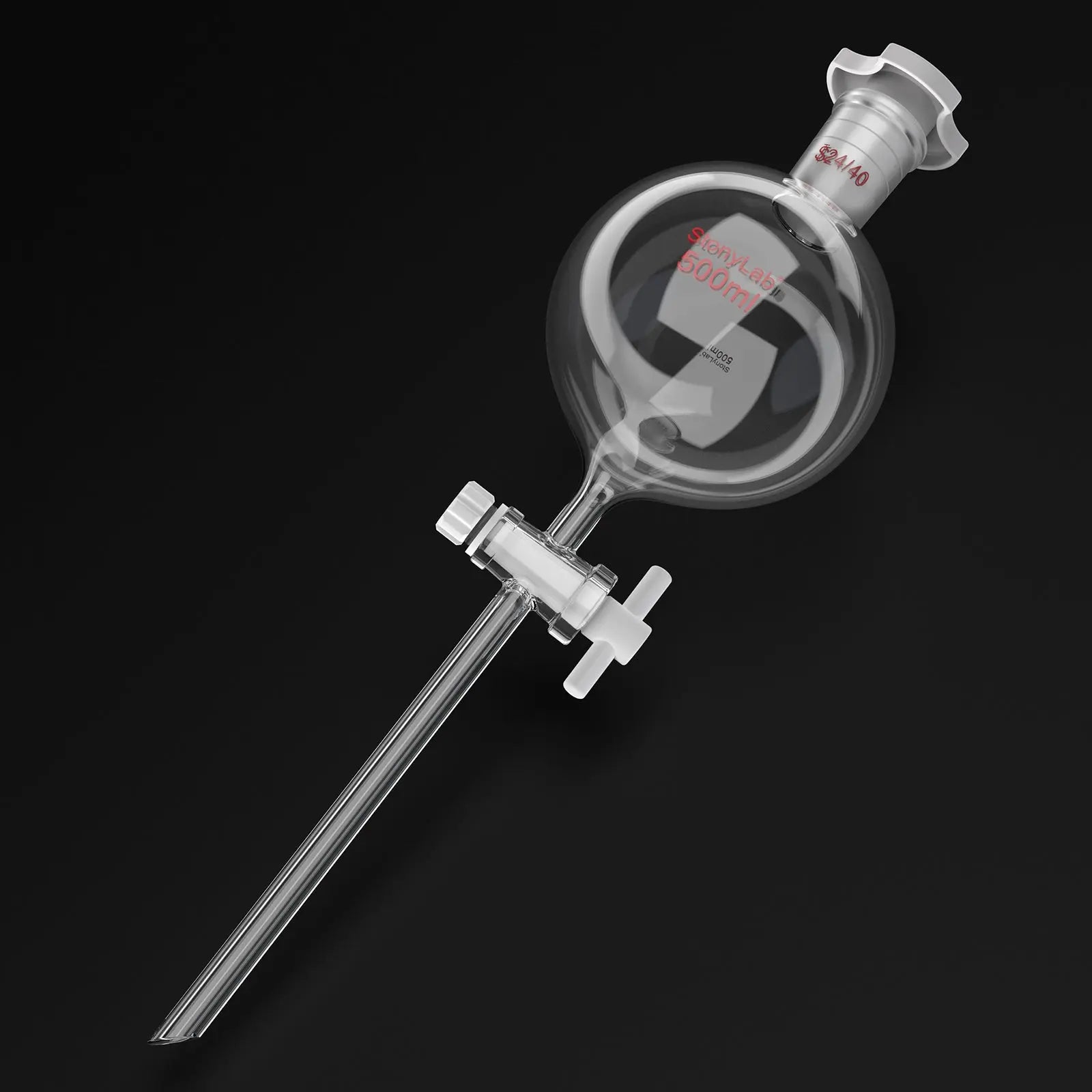 Globe Shaped Separatory Funnel with 24/40 Joint, Plastic Stopper and PTFE stopcock, 250-1000 ml Funnels-Separatory