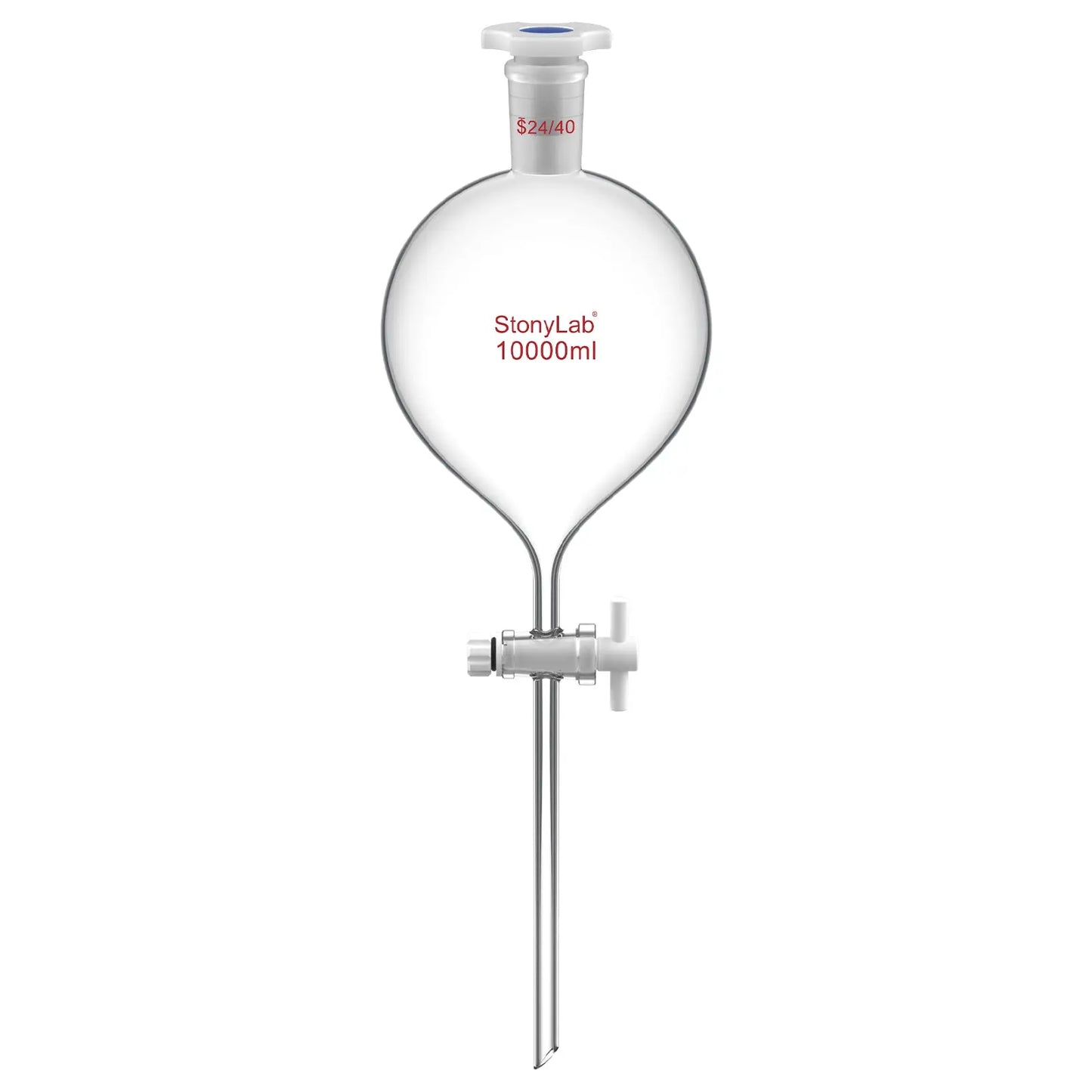 Globe Shaped Separatory Funnel with 24/40 Joint, Plastic Stopper and PTFE stopcock, 250-1000 ml Funnels-Separatory 1000 ml