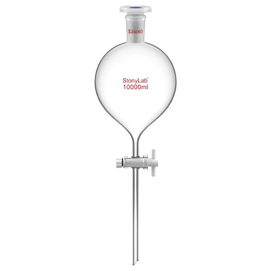 Globe Shaped Separatory Funnel with 24/40 Joint, Plastic Stopper and PTFE stopcock, 250-1000 ml Funnels-Separatory 1000 ml