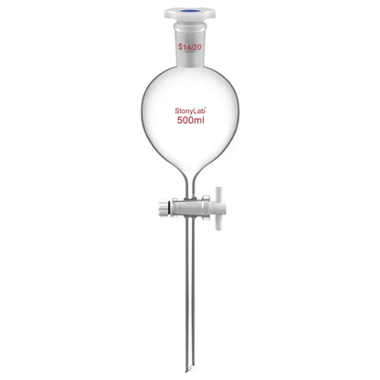 Globe Shaped Separatory Funnel with 24/40 Joint, Plastic Stopper and PTFE stopcock, 250-1000 ml Funnels-Separatory 500 ml