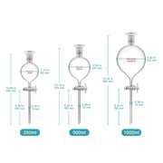 Close-up view showing the precise design and material of StonyLab Globe Shaped Separatory Funnel with 24