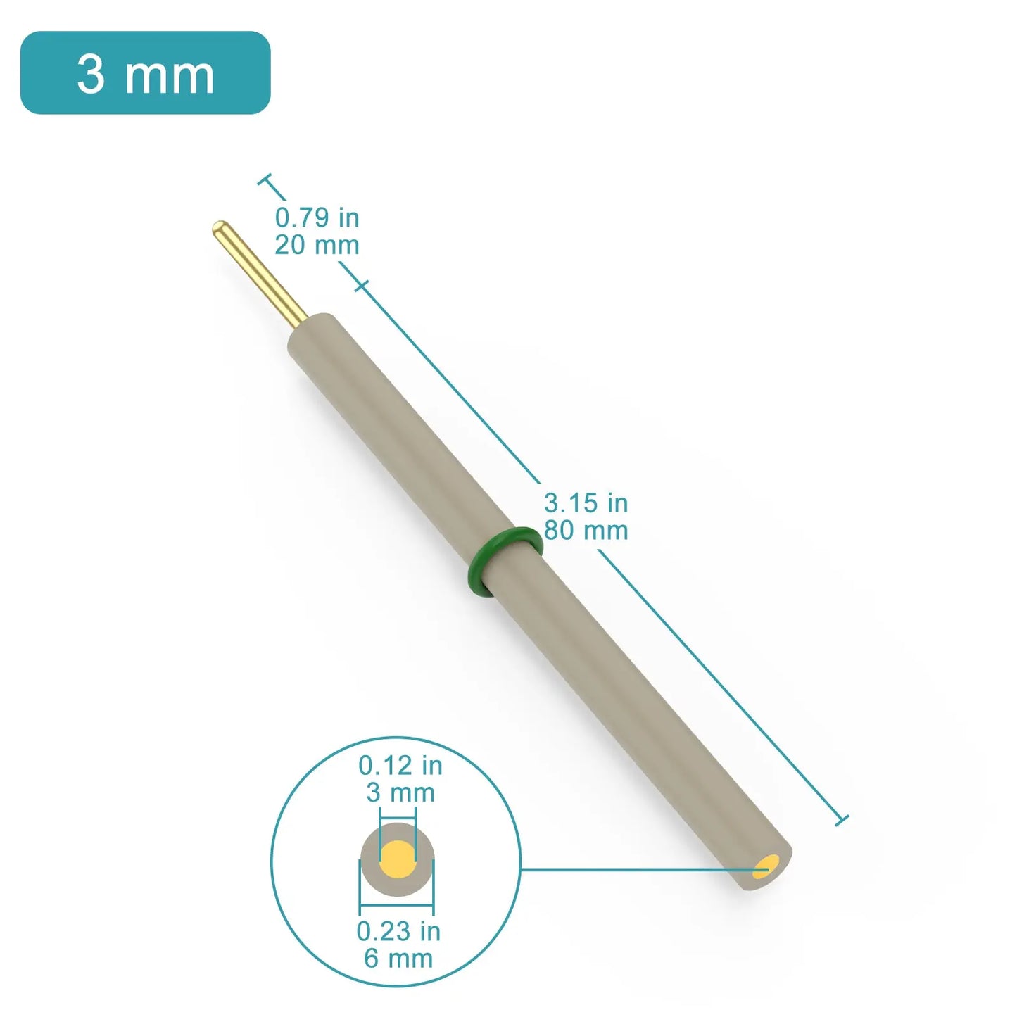 Gold Disk Electrode, PEEK Casing, 3 mm Gold Disk General Electrode-Disk