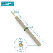 Side view and dimensional layout of the durable StonyLab Gold Disk Electrode
