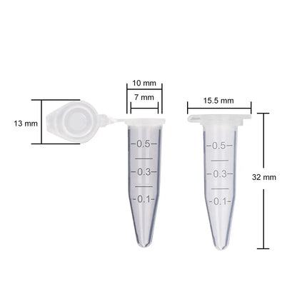 Graduated Clear Plastic Micro Centrifuge Tubes with Snap Cap (0.5 ml, 500 Packs) Tubes & Vials