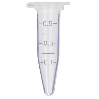 StonyLab Micro Centrifuge Tubes, 0.5ml Polypropylene Graduated Clear Plastic Centrifuge Vials with Flat-Top Snap Cap, Pack of 500 (0.5ml, 500 Packs)