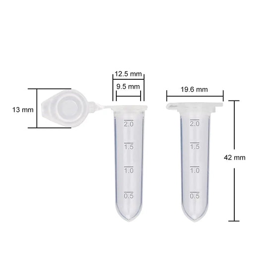 Graduated Clear Plastic Micro Centrifuge Tubes with Snap Cap (2 ml, 200 Packs) Tubes & Vials