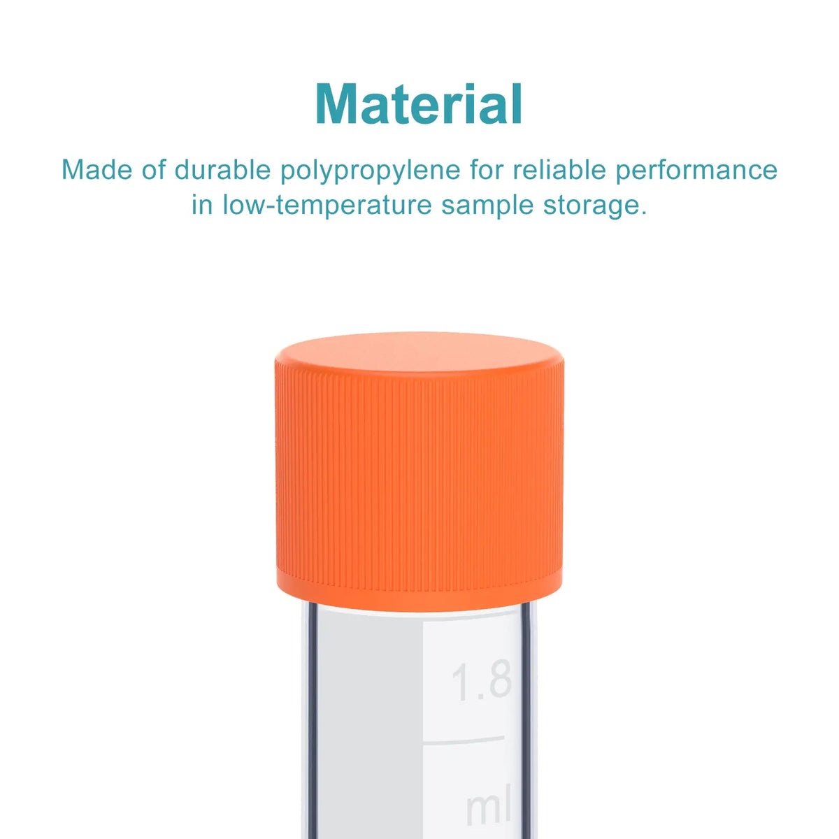 1.8 ml polypropylene cryogenic vials for laboratory sample aliquoting, storage and transport with leak-resistant screw caps, 500-pack StonyLab