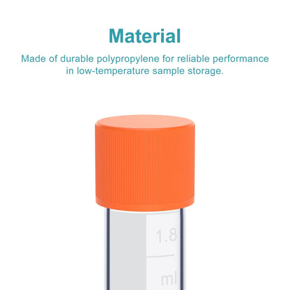 1.8 ml polypropylene cryogenic vials for laboratory sample aliquoting, storage and transport with leak-resistant screw caps, 500-pack StonyLab