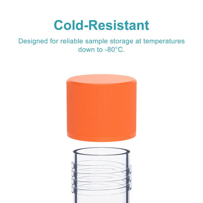 1.8 ml polypropylene cryogenic vials for laboratory sample aliquoting, storage and transport with leak-resistant screw caps, 500-pack StonyLab