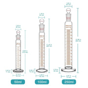Close-up view showing the precise design and material of StonyLab Graduated Cylinder with Glass Stopper