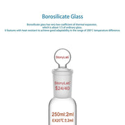 Side view and dimensional layout of the durable StonyLab Graduated Cylinder with Glass Stopper