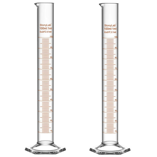 Graduated Cylinder with Hexagonal Base, 10-250 ml (Pack of 2) Cylinders