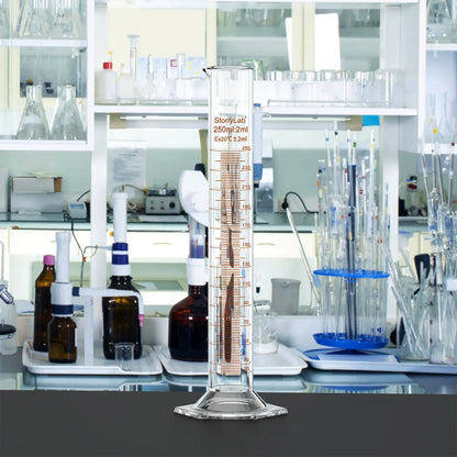 Graduated Cylinder with Hexagonal Base, 10-250 ml (Pack of 2) Cylinders