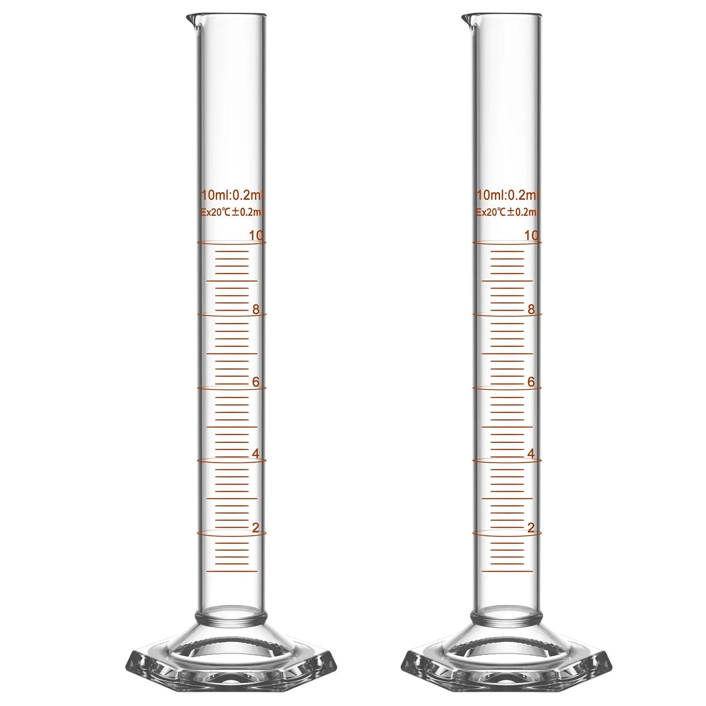 Graduated Cylinder with Hexagonal Base, 10-250 ml (Pack of 2) Cylinders