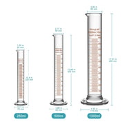 Side view and dimensional layout of the durable StonyLab Graduated Cylinder