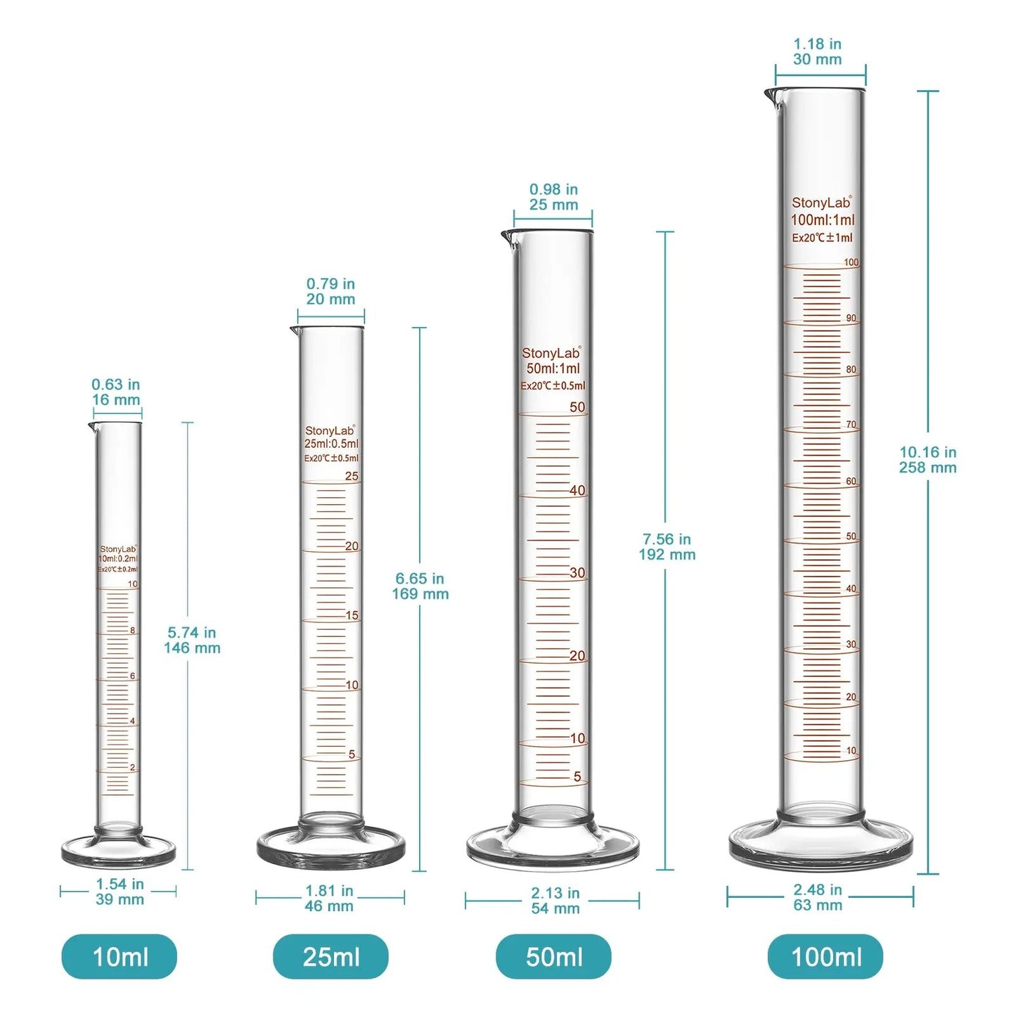 Graduated Cylinder, 10-1000 ml Cylinders