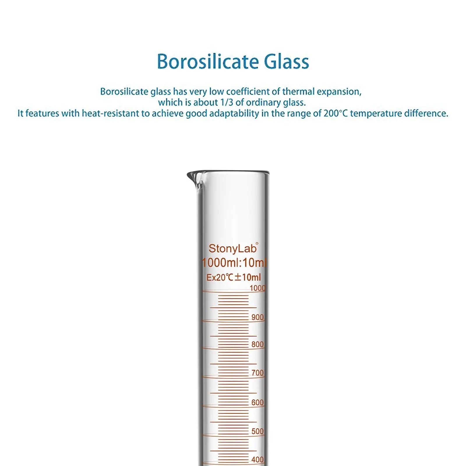 Graduated Cylinder Glass Lab Borosilicate 10–1000 ml | StonyLab